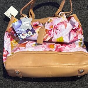 Floral Leather Tote Bag